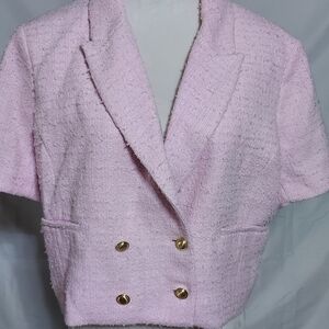 Express Blush Textured Blazer with Gold Accents